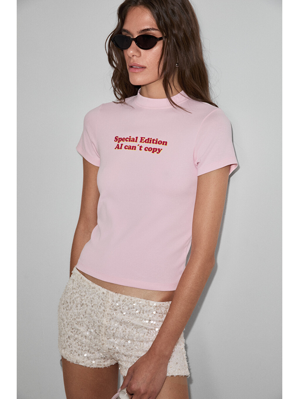 Gallura Kadın Yumuşak Ve Esnek Kumaşlı Baskı Detaylı Yuvarlak Yakalı Kısa Kol Pembe T-shirt-2