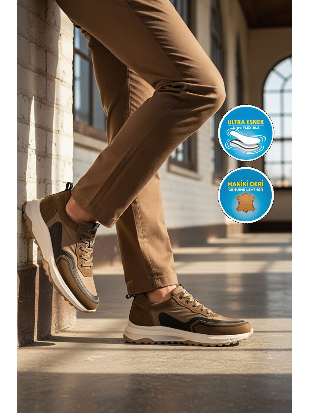 Haki Hakiki Deri Erkek Casual Ayakkabı 2604 M-2