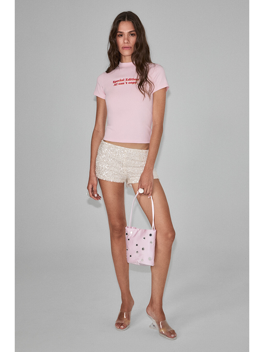 Gallura Kadın Yumuşak Ve Esnek Kumaşlı Baskı Detaylı Yuvarlak Yakalı Kısa Kol Pembe T-shirt-3