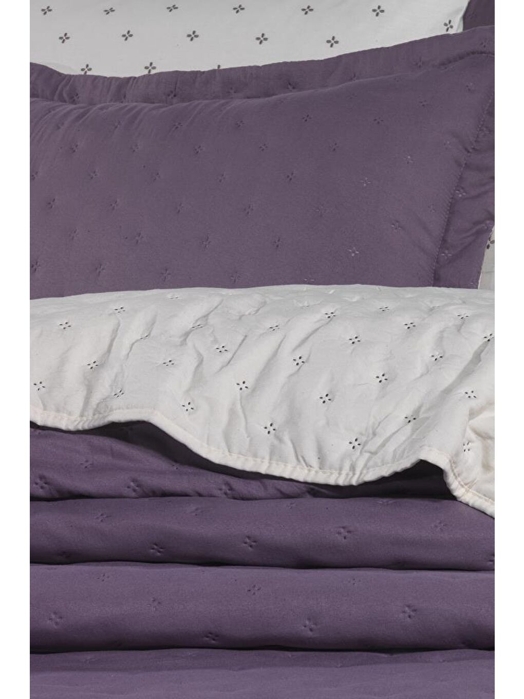 Washed Soft Çift Taraflı 6 Parça Çeyiz Seti Mürdüm-2