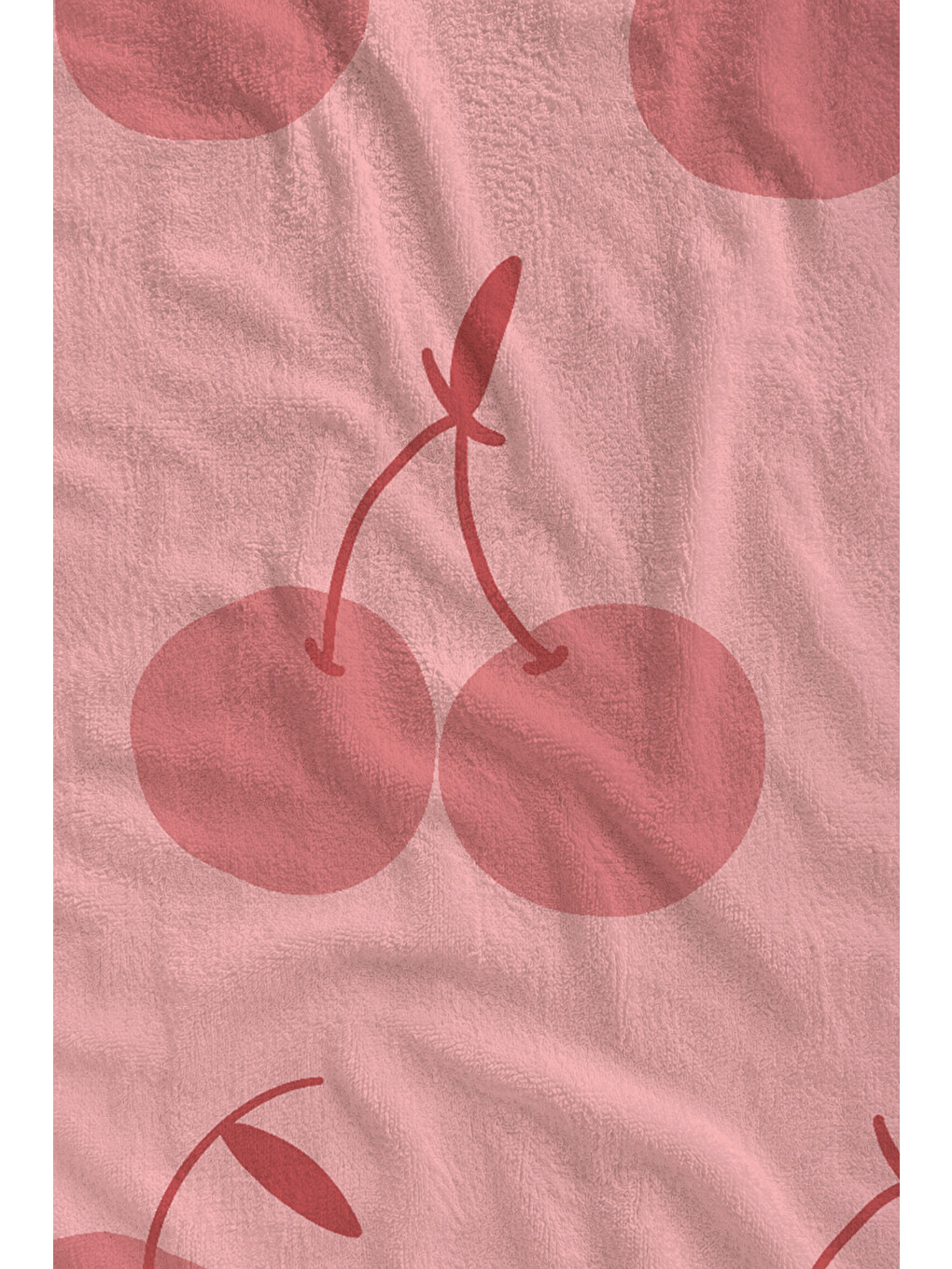 Pudra Pembe Minimal Kiraz Desenli 70x150 Cm Dijital Baskılı Plaj Ve Banyo Havlusu-1