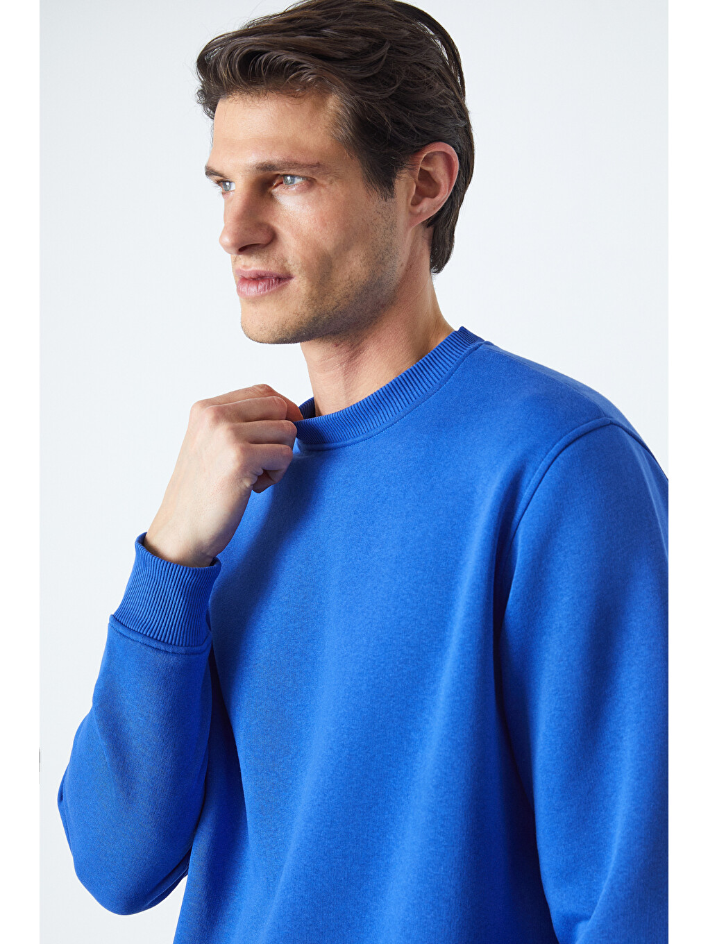 Mavi Travıs Erkek Organik Kumaşlı Yumuşacık Regular Fit Yuvarlak Yakalı Saks Sweatshirt-4