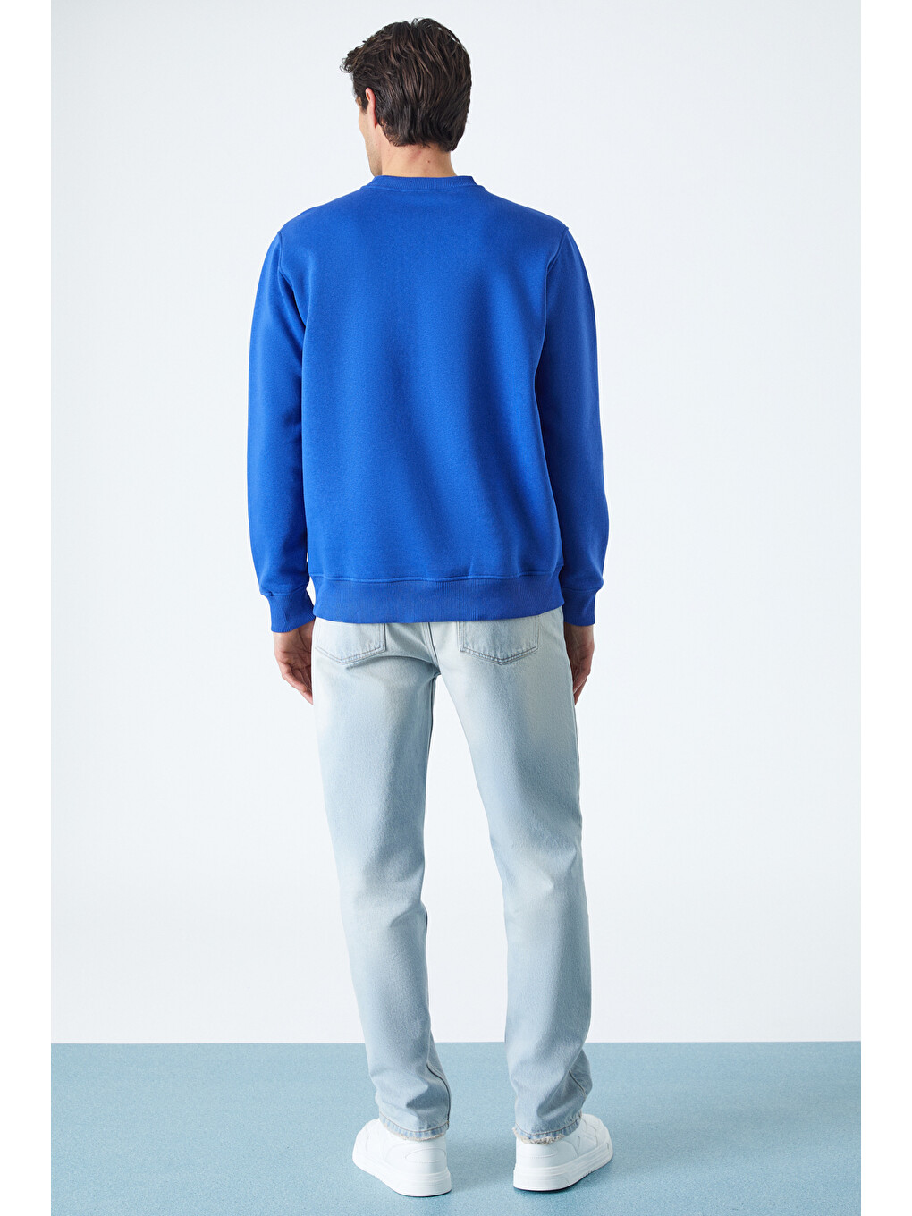 Mavi Travıs Erkek Organik Kumaşlı Yumuşacık Regular Fit Yuvarlak Yakalı Saks Sweatshirt-5