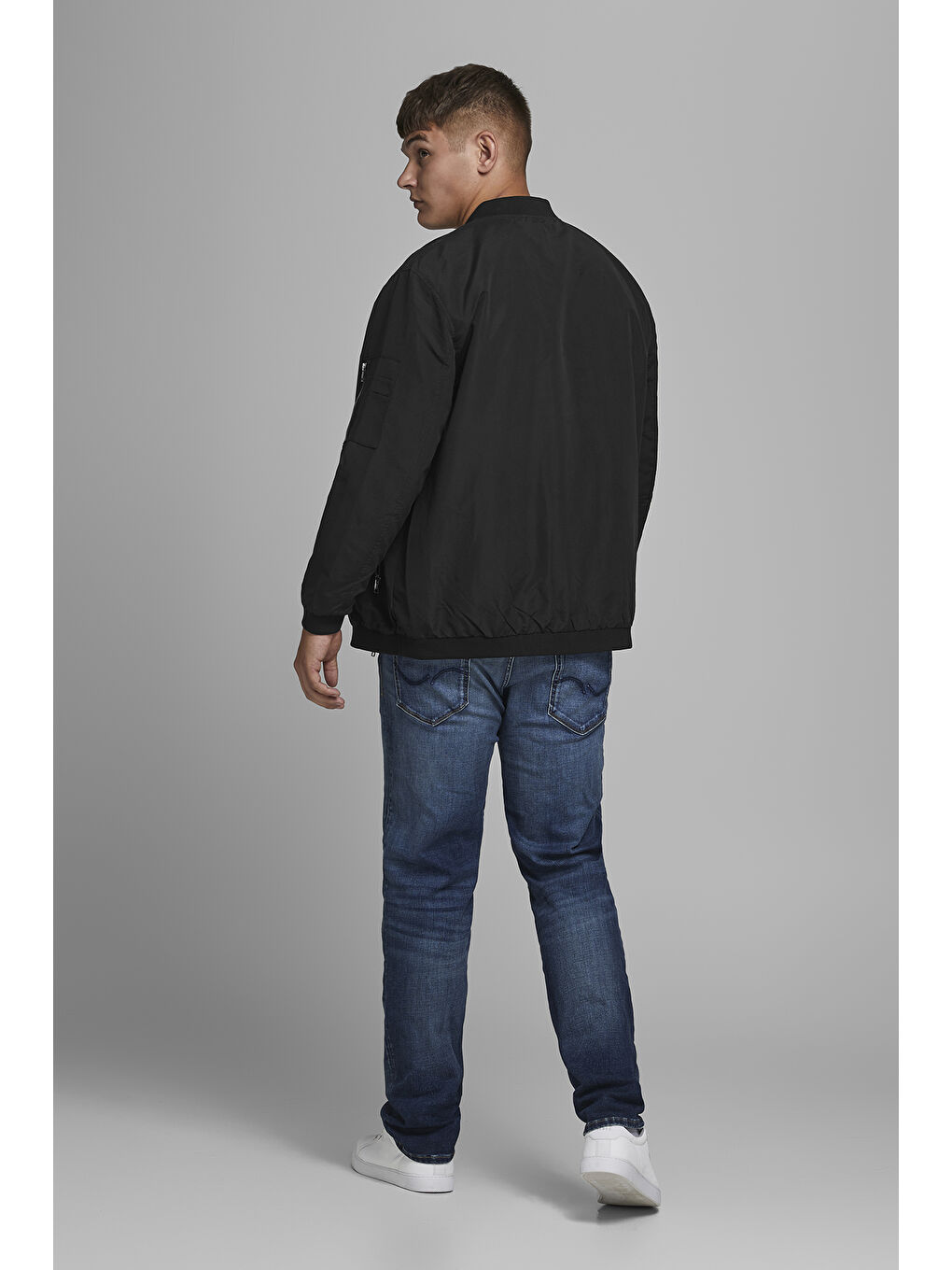 Siyah Büyük Beden Fermuarlı Bomber Erkek Ceket 12173990-2