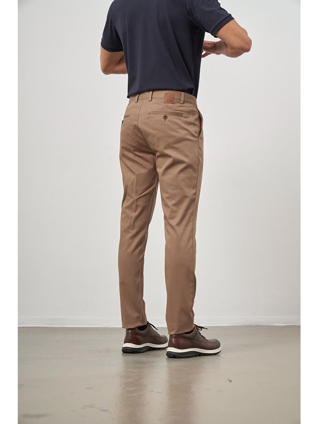 Koyu Bej Pamuklu Yandan Cepli Casual Slim Fit Chino Pantolon 1003245150-4