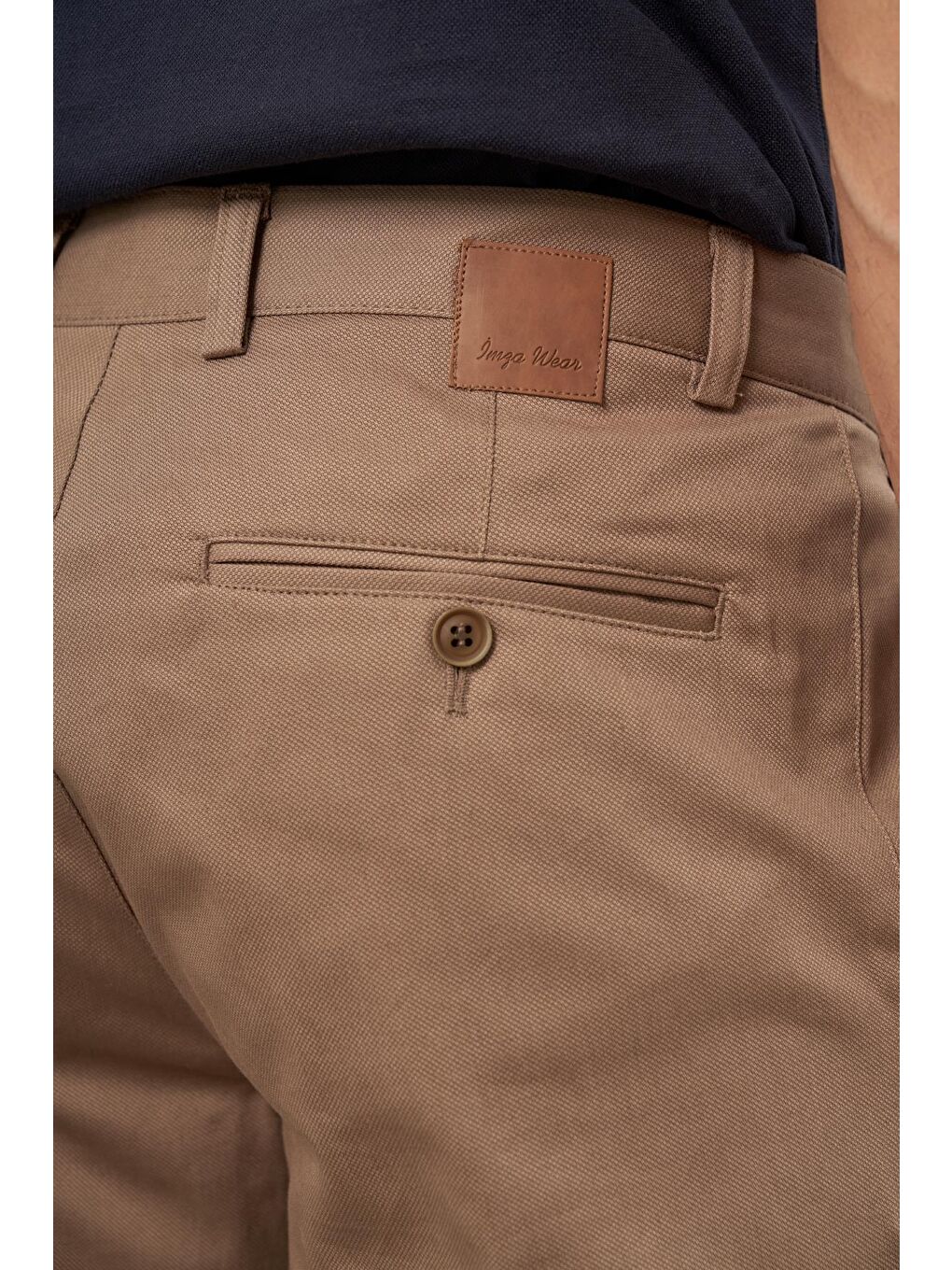 Koyu Bej Pamuklu Yandan Cepli Casual Slim Fit Chino Pantolon 1003245150-5