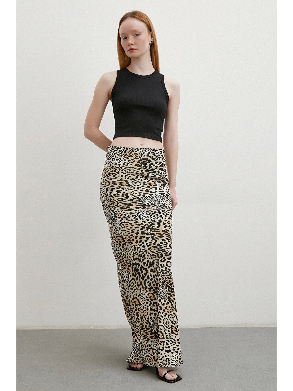Leopar Desenli Verev Etek Ekru-3