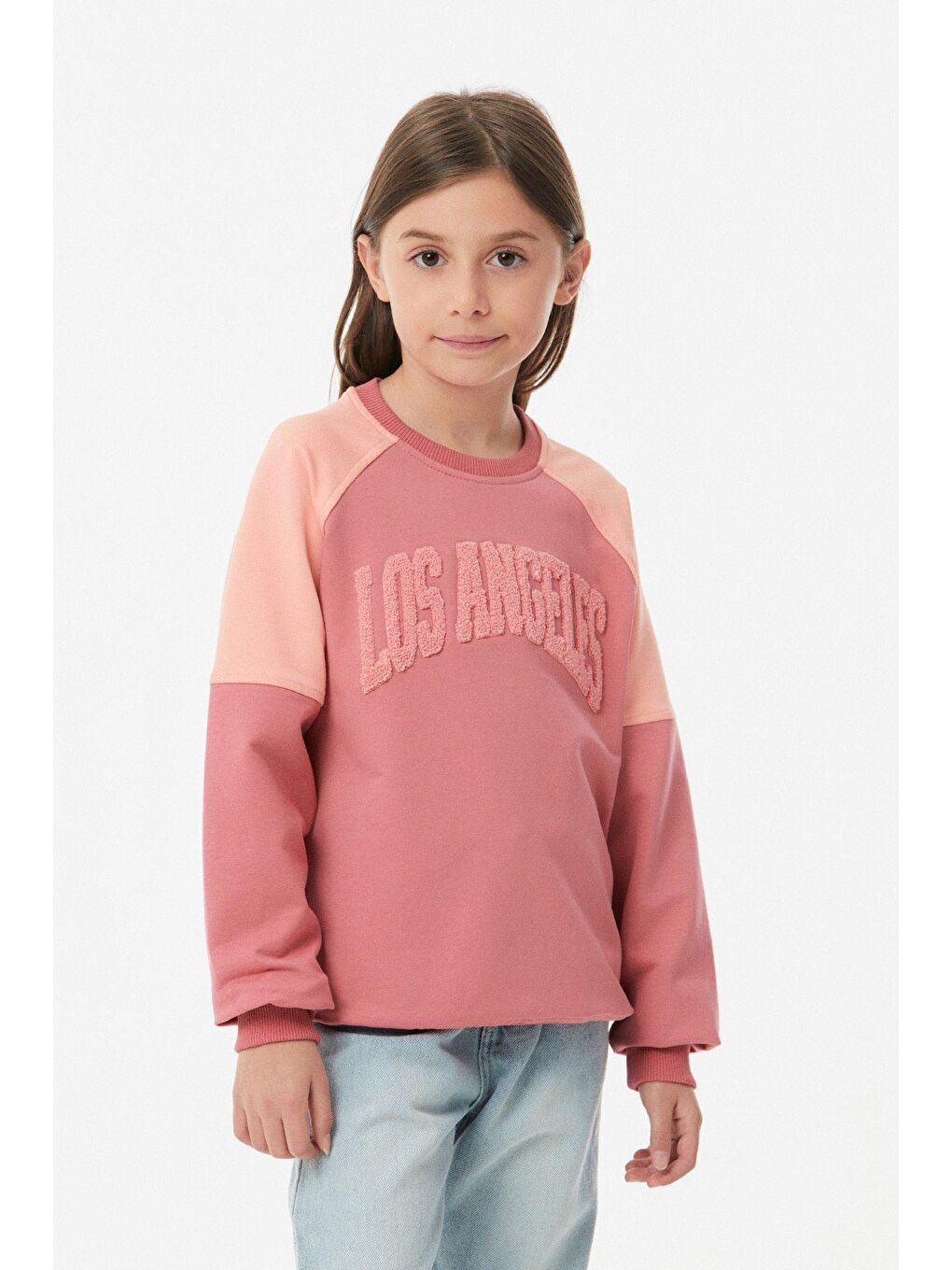 Pembe Los Angeles Nakışlı Unisex Çocuk Sweatshirt