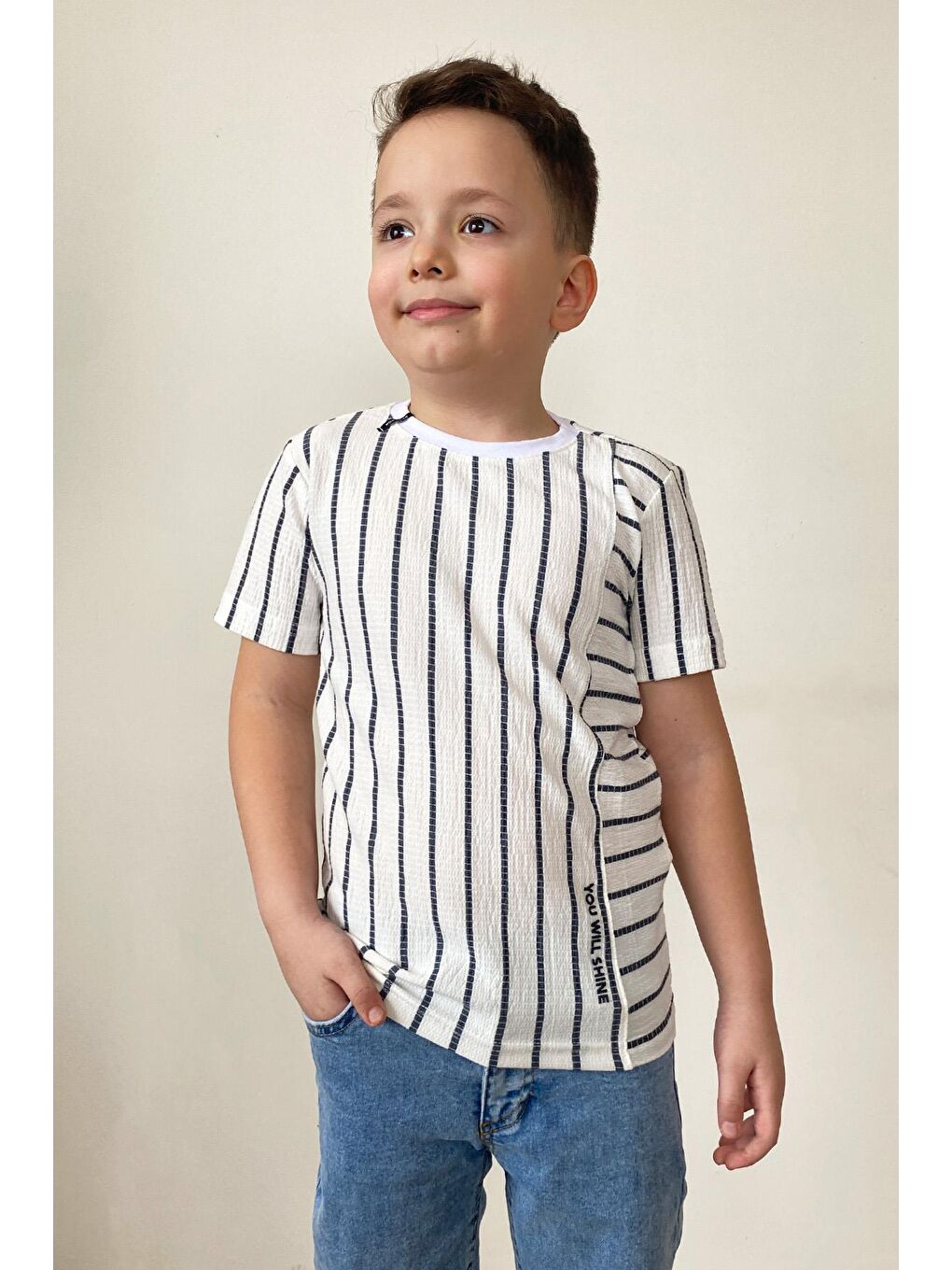 Gri Erkek Çocuk Pamuklu Tshirt TS.yz66-2