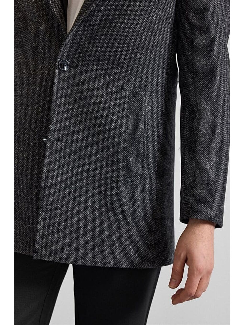 Siyah Slim Mono Yaka Yan Cepli Kaban-2