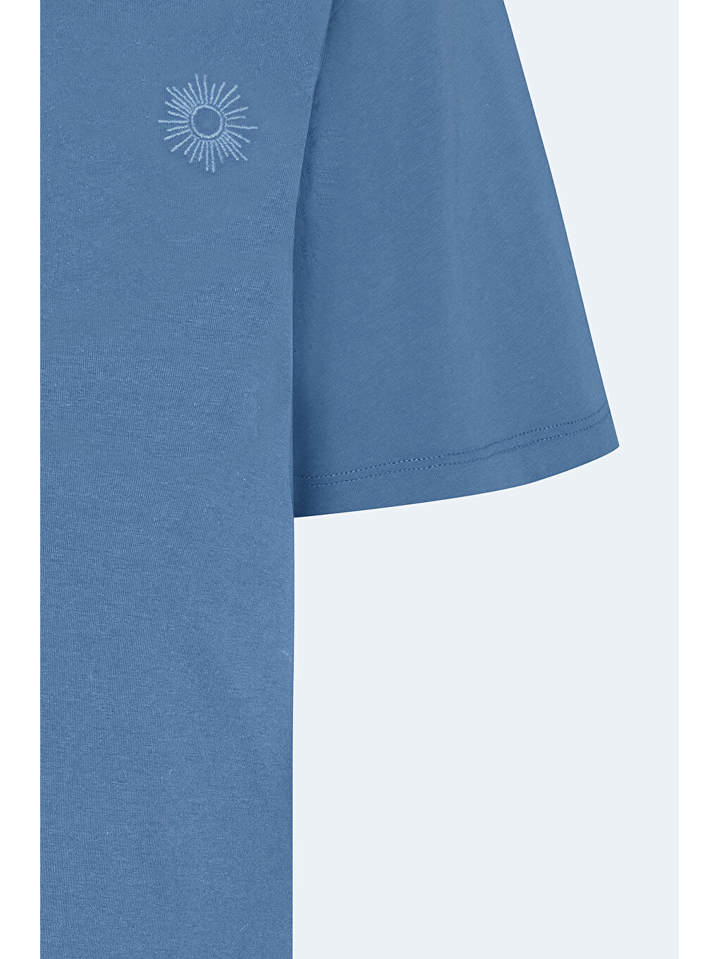 Erkek İndigo Loose Fit Bol Kesim %100 Pamuk Baskılı Bisiklet Yaka Tişört-6