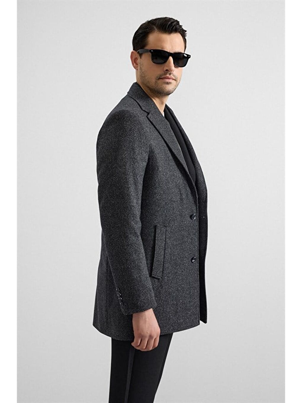 Siyah Slim Mono Yaka Yan Cepli Kaban-4