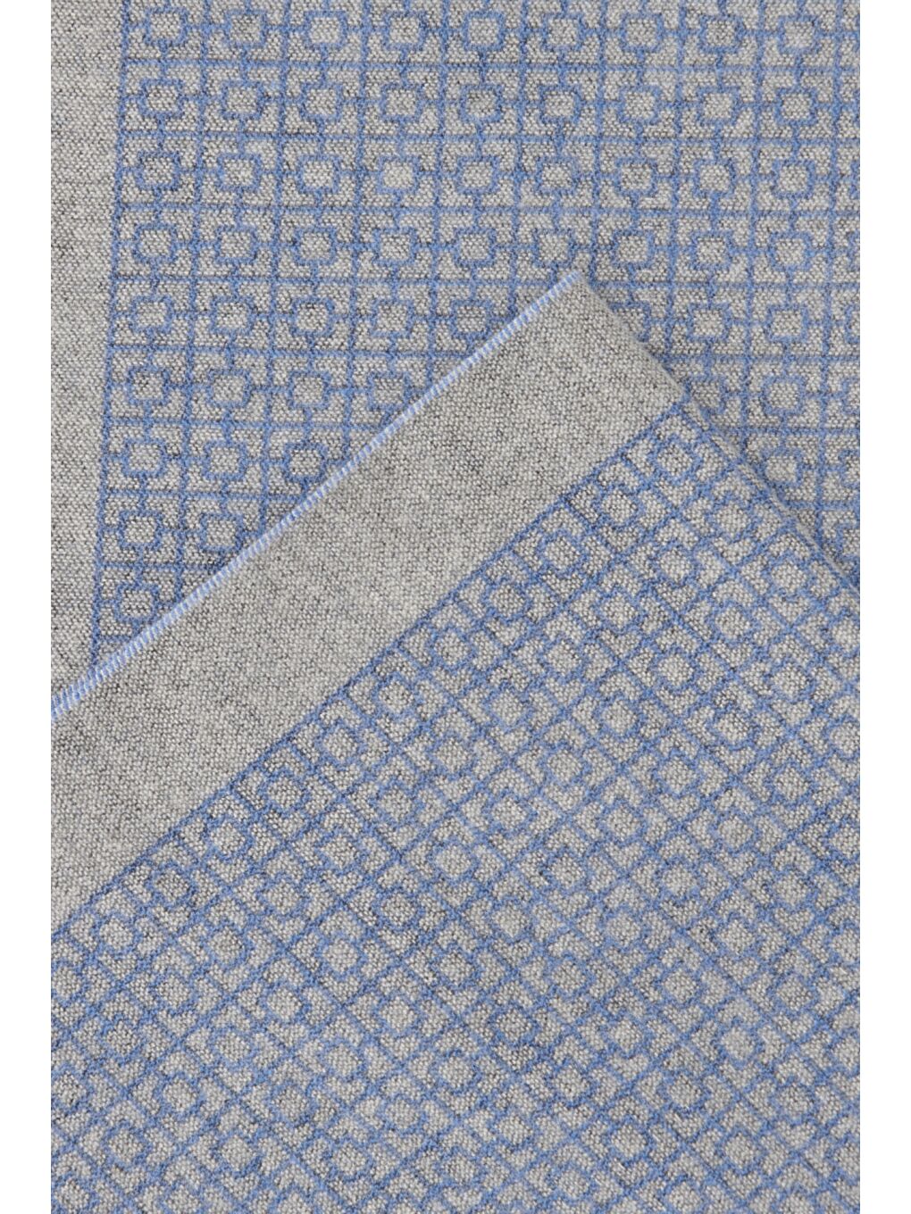 Erkek Mavi-Gri Desenli Örme Atkı-1