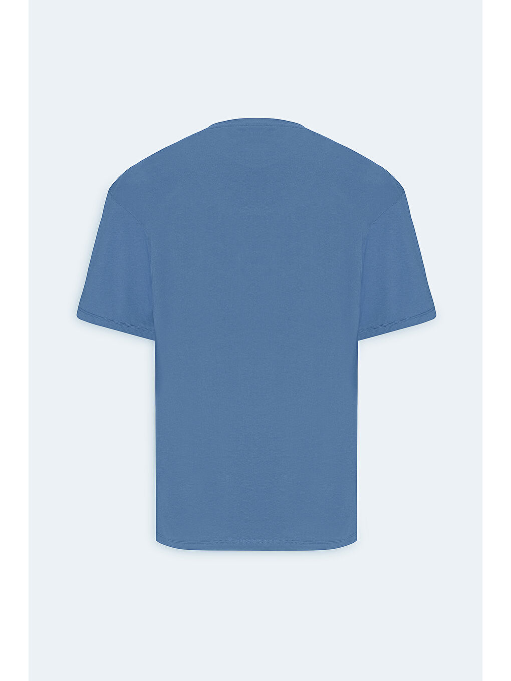 Erkek İndigo Loose Fit Bol Kesim %100 Pamuk Baskılı Bisiklet Yaka Tişört-7