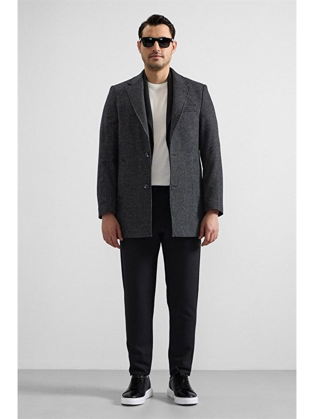 Siyah Slim Mono Yaka Yan Cepli Kaban-5