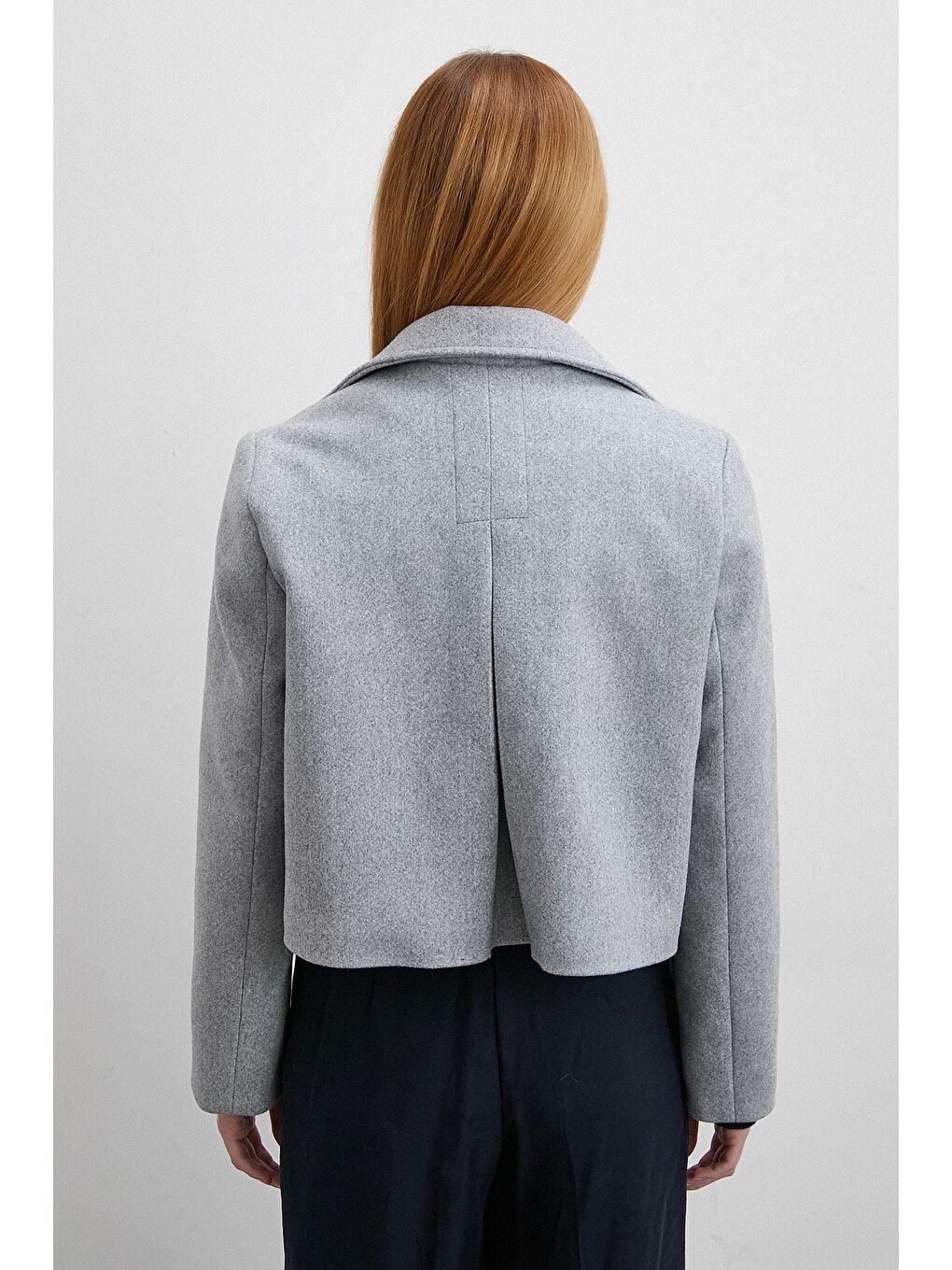 Fermuarlı Kaşe Ceket Gri-5