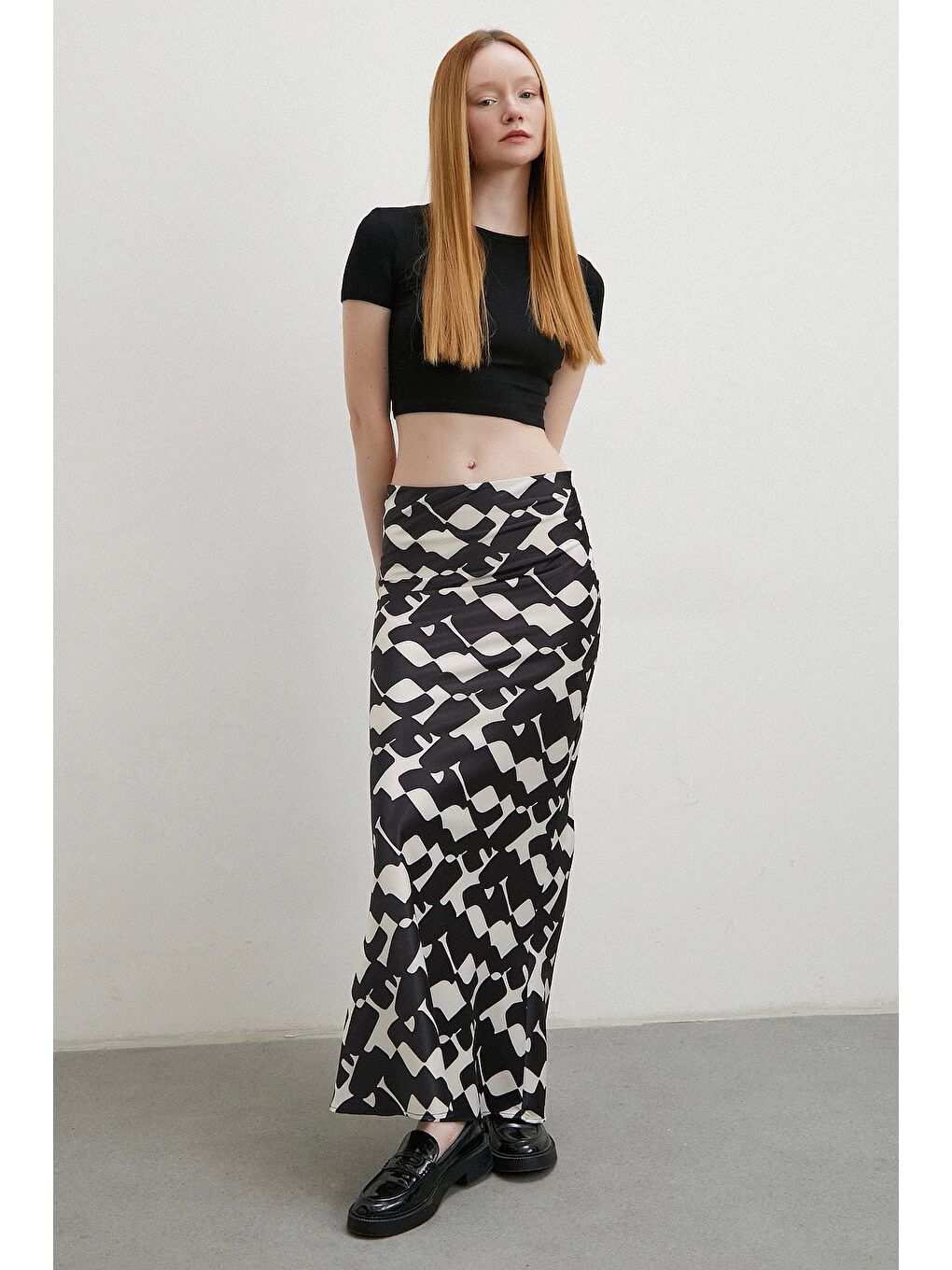 Desenli Maxi Verev Etek Bej-1