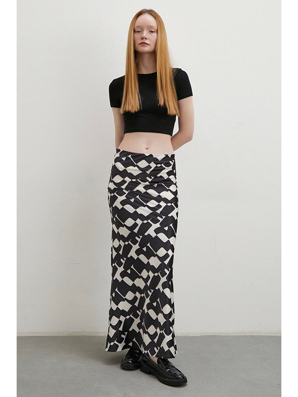 Desenli Maxi Verev Etek Bej-2