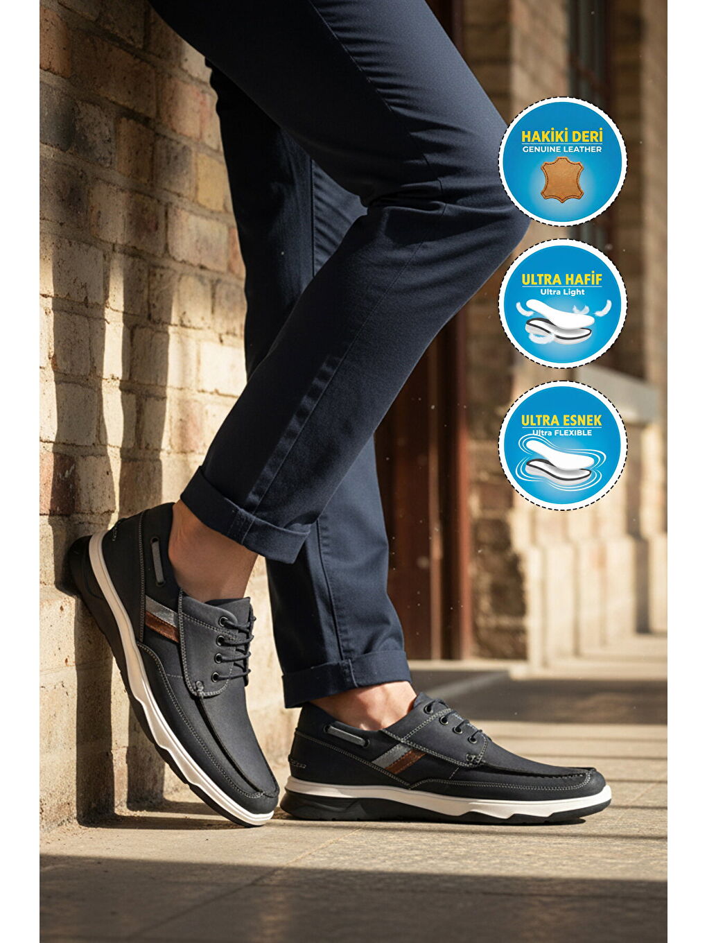 Lacivert Hakiki Deri Erkek Casual Ayakkabı 2676 M-2