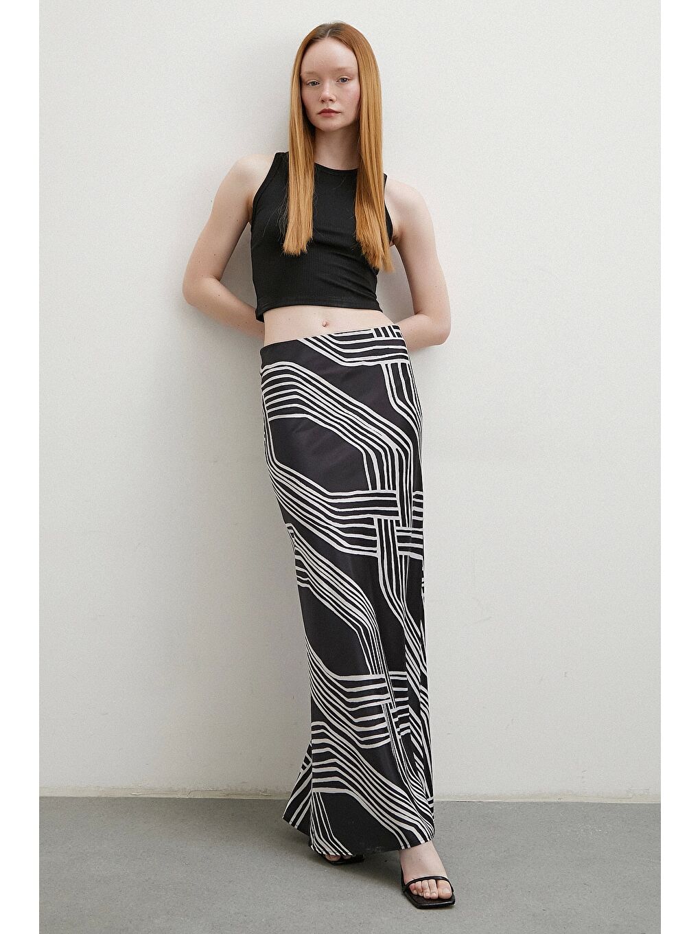 Desenli Maxi Verev Etek Siyah