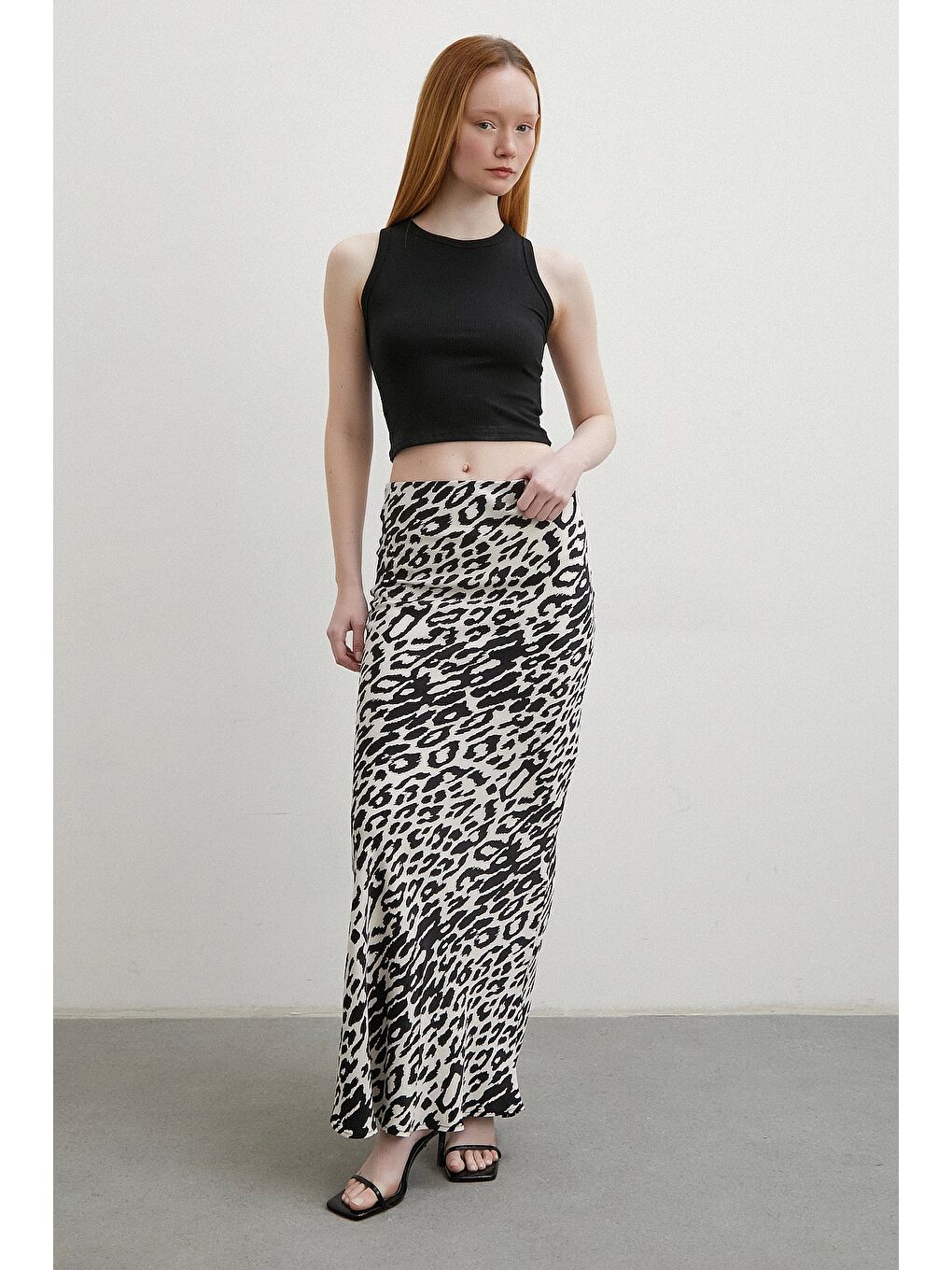 Desenli Maxi Verev Etek Ekru-1