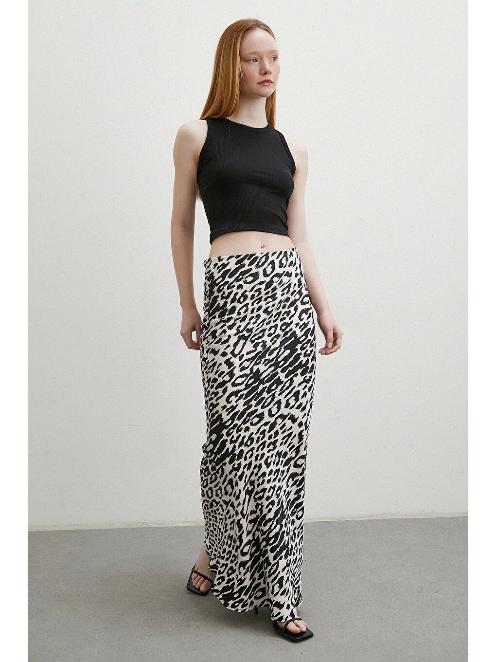 Desenli Maxi Verev Etek Ekru-2