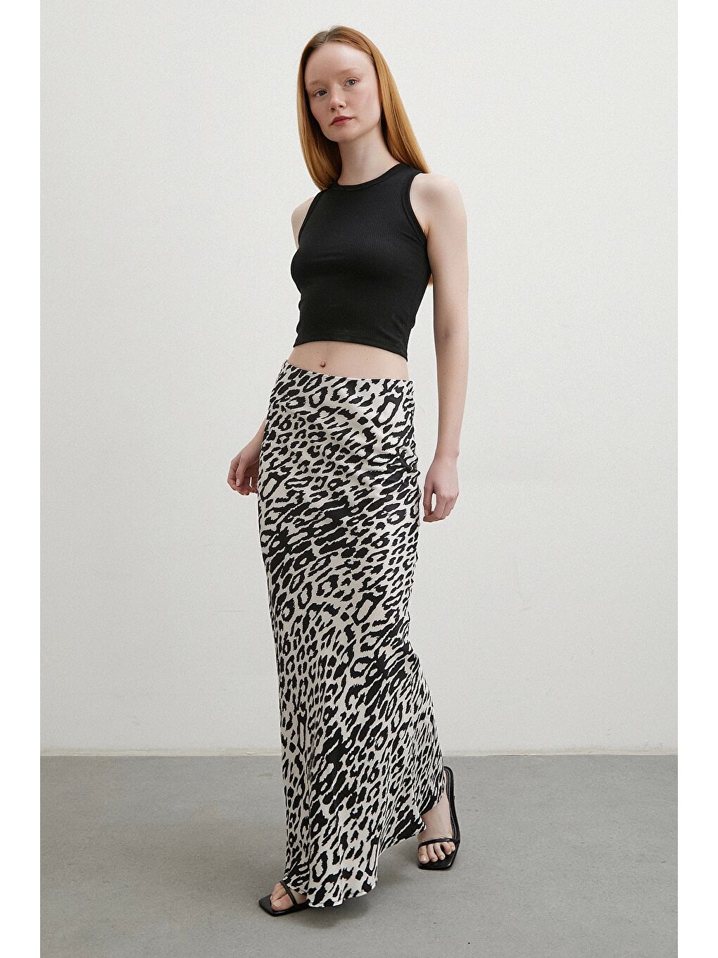 Desenli Maxi Verev Etek Ekru-3