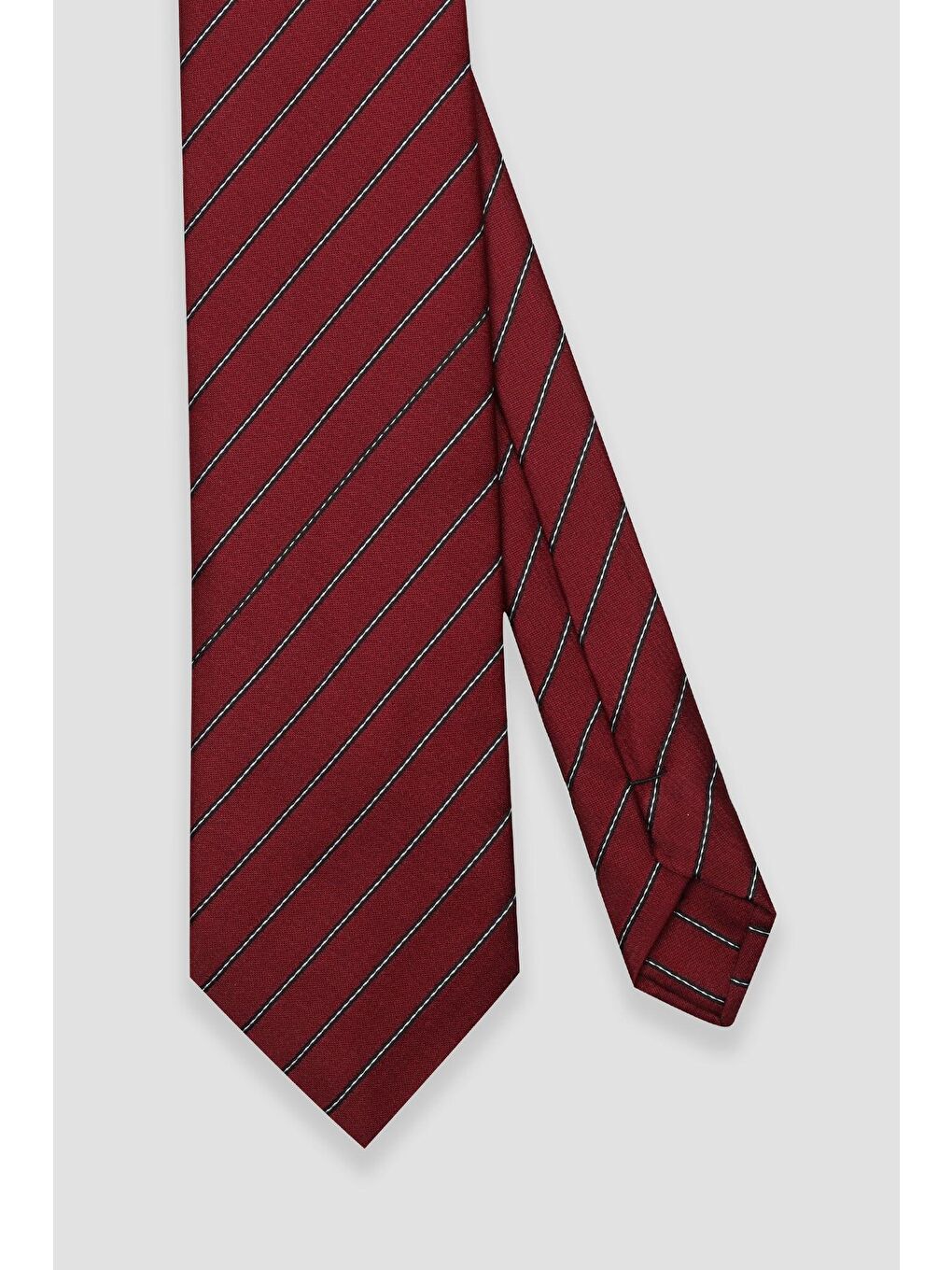 Kravat 8 Cm Mikrofiber Polyester Bordo Erkek Çizgili Kravat-1