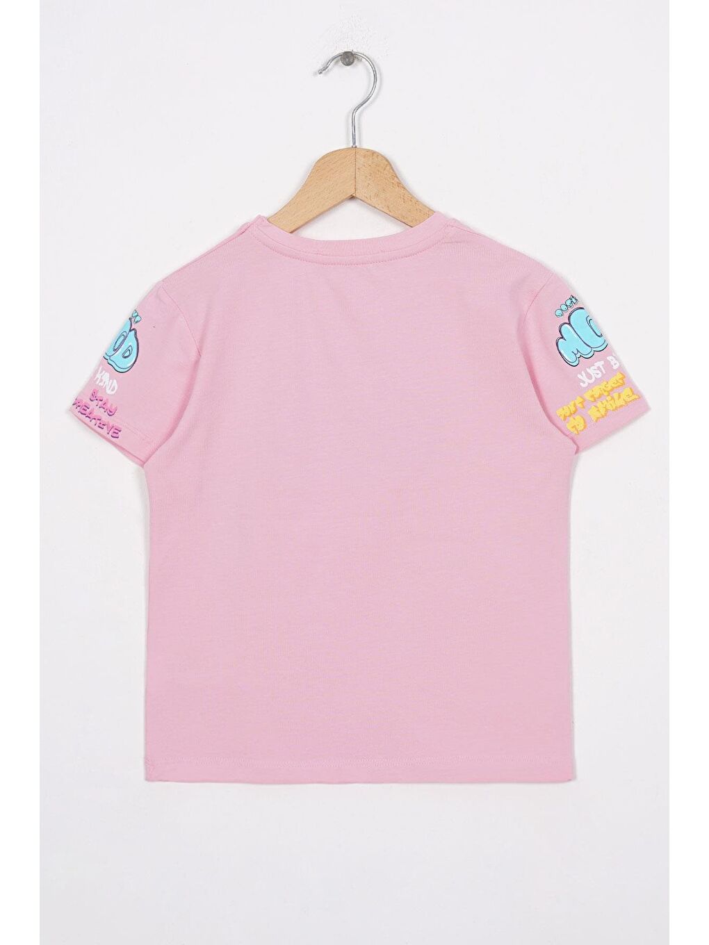 Yazı Baskılı Acik Pembe Renk Kız Cocuk Tshırt-2