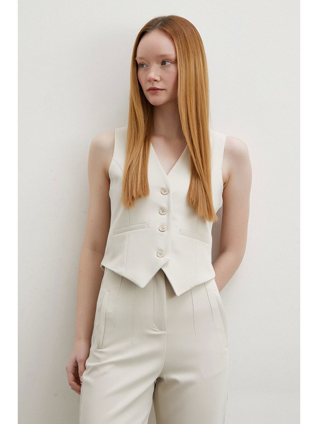 Astarlı Kuplu Yelek Bej-2