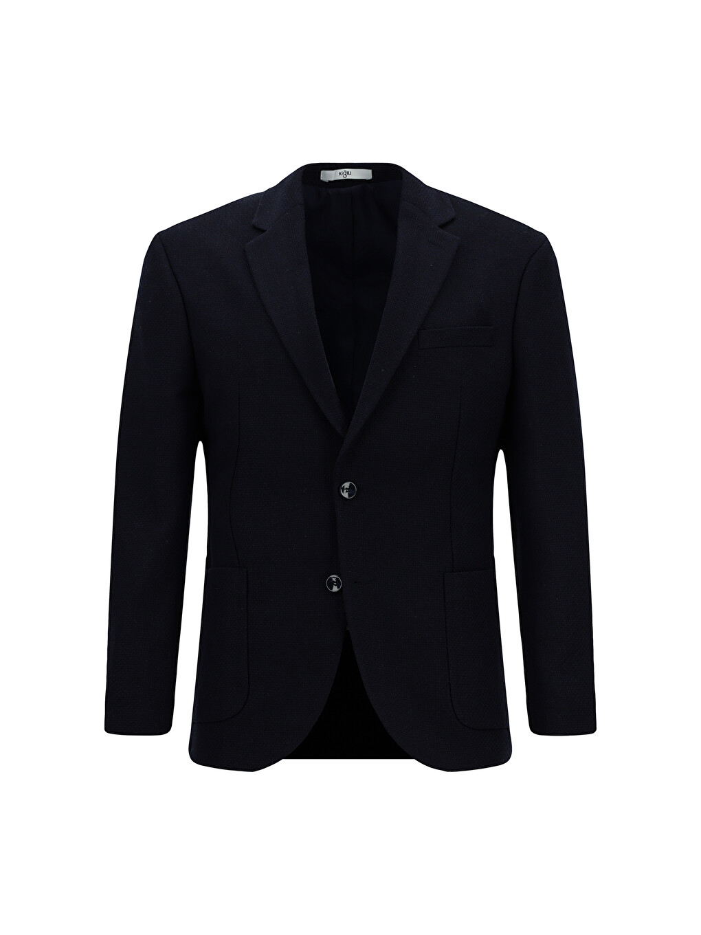 Lacivert Dar Kesim Desenli Spor Yünlü Blazer Ceket