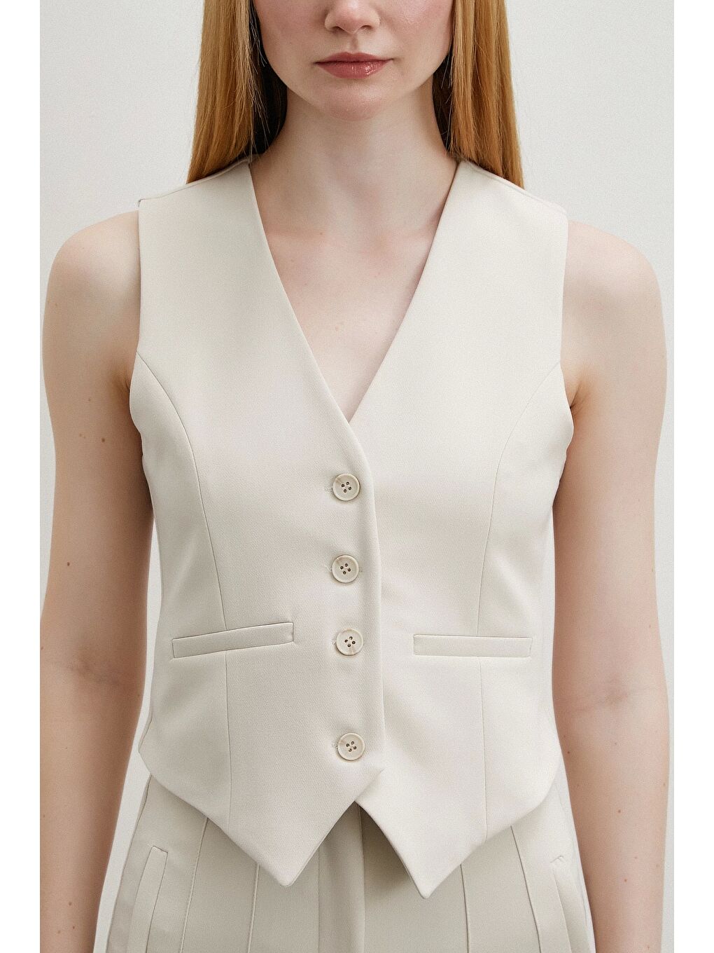 Astarlı Kuplu Yelek Bej-4