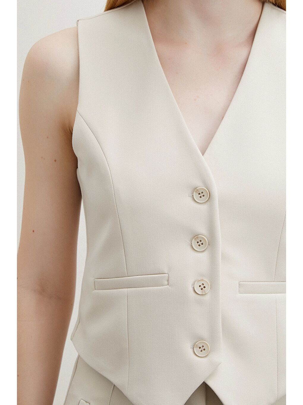 Astarlı Kuplu Yelek Bej-5