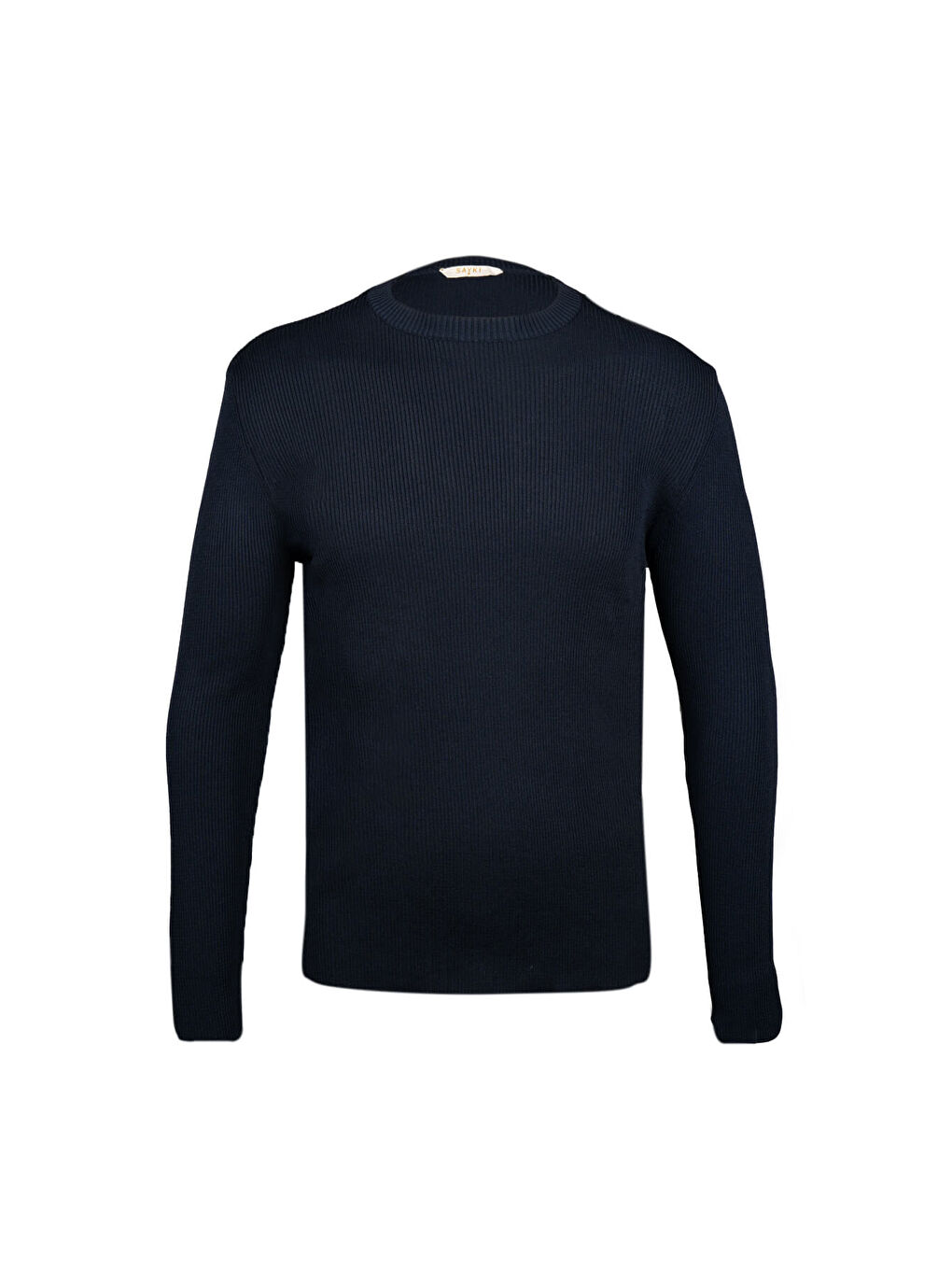 Lacivert Regular Fit Bisiklet Yaka Fitilli Triko Kazak