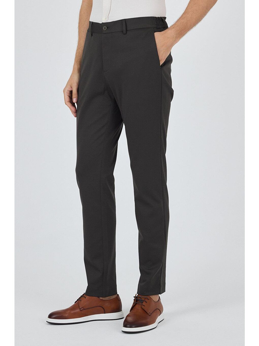 Koyu Antrasit Esnek Yandan Cepli Casual Slim Fit Jogger Pantolon 1003250157-2