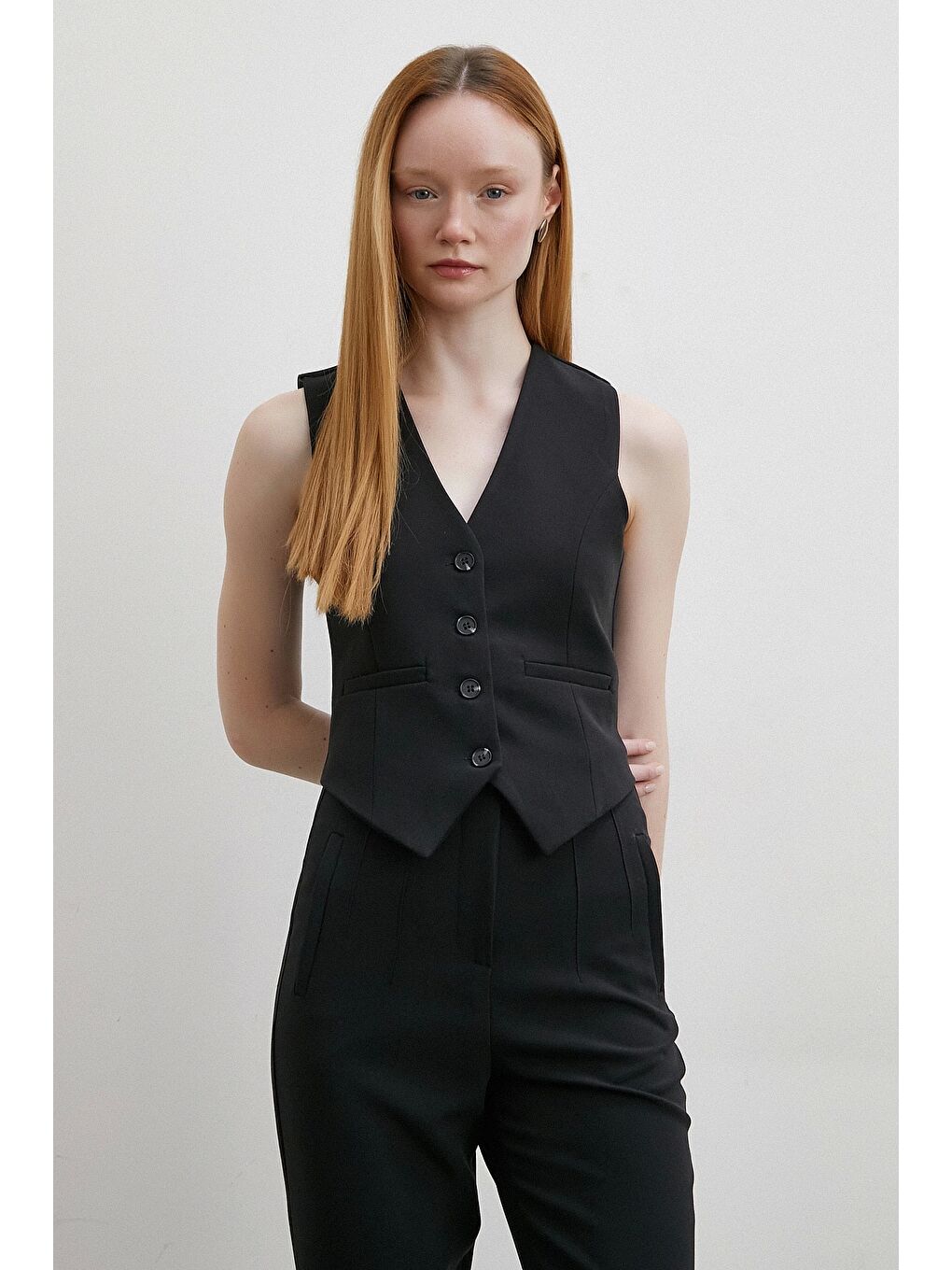 Astarlı Kuplu Yelek Siyah