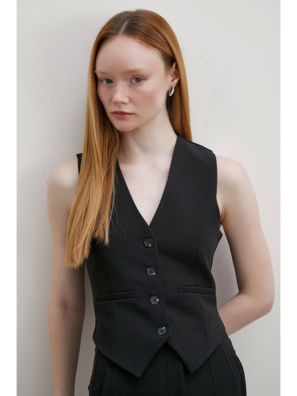 Astarlı Kuplu Yelek Siyah-3