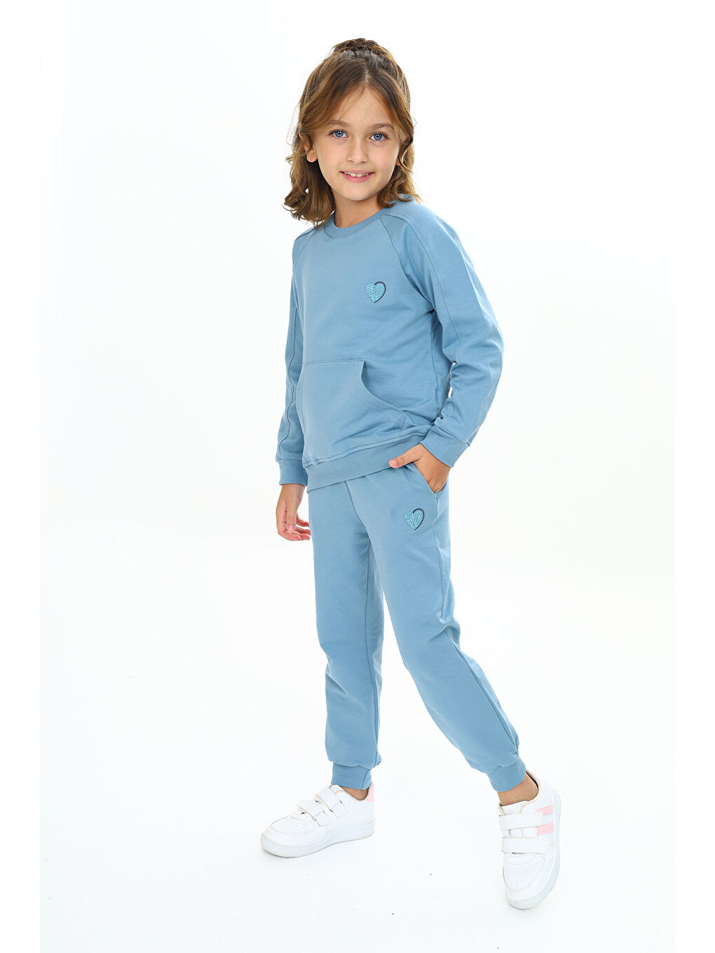 Mavi Kız Çocuk Nakışlı Eşofman Takım-1