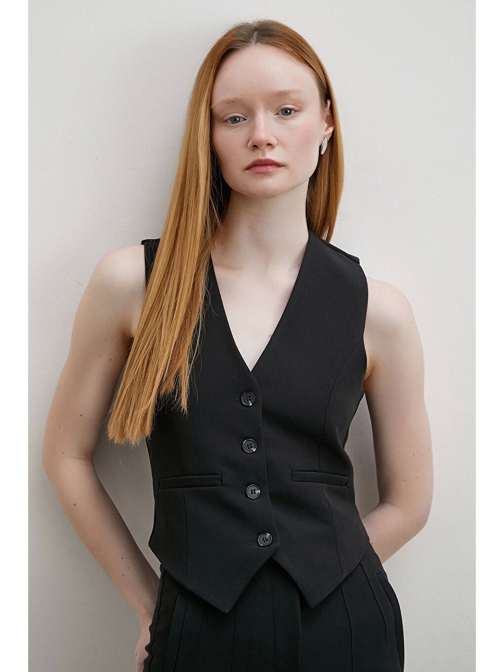 Astarlı Kuplu Yelek Siyah-4