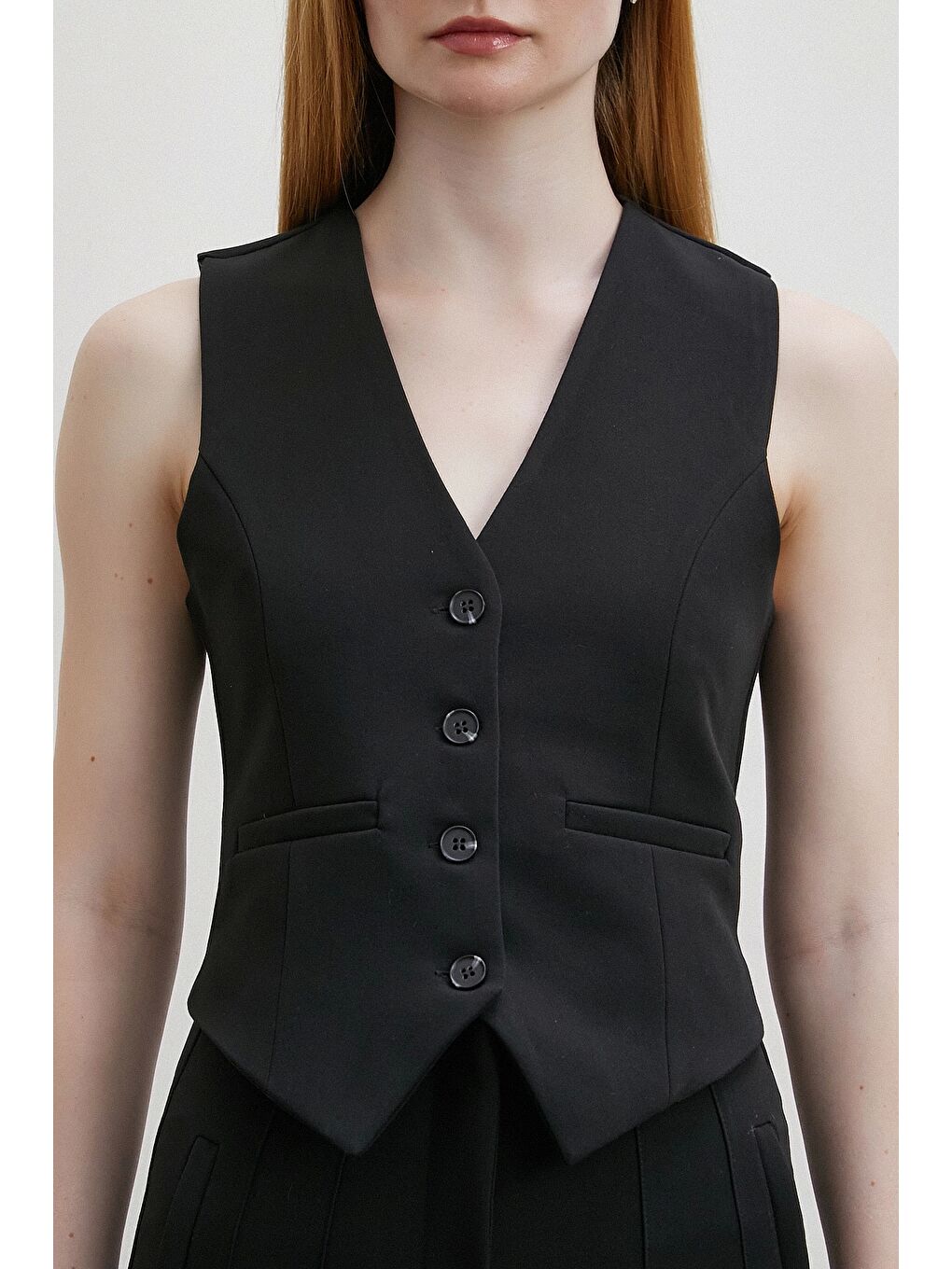 Astarlı Kuplu Yelek Siyah-5