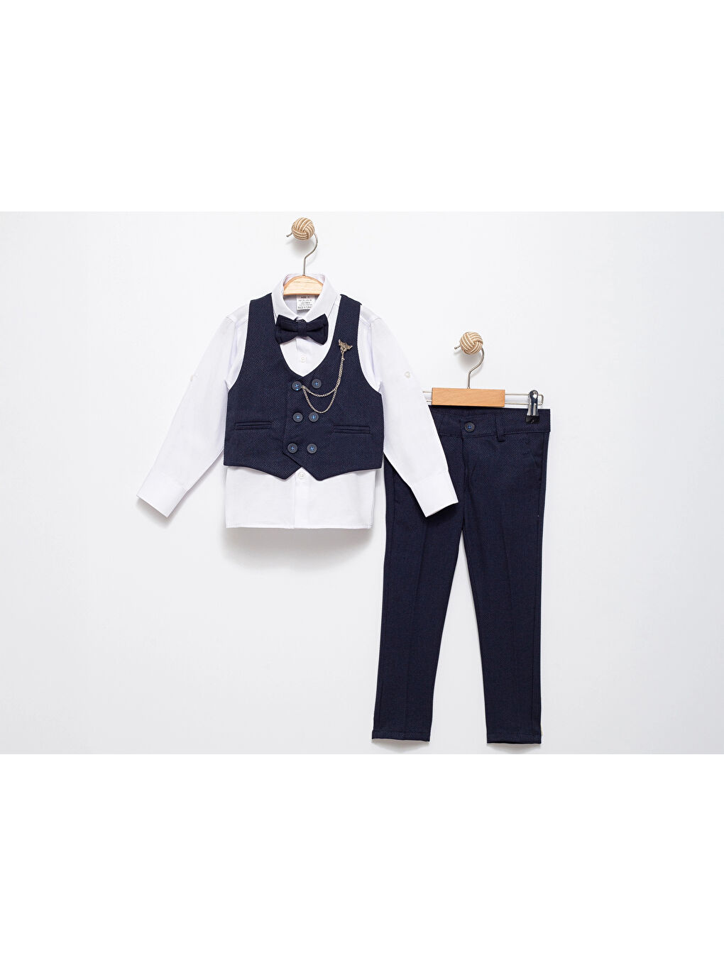 Lacivert Papyonlu Yelekli Takım Elbise 5352