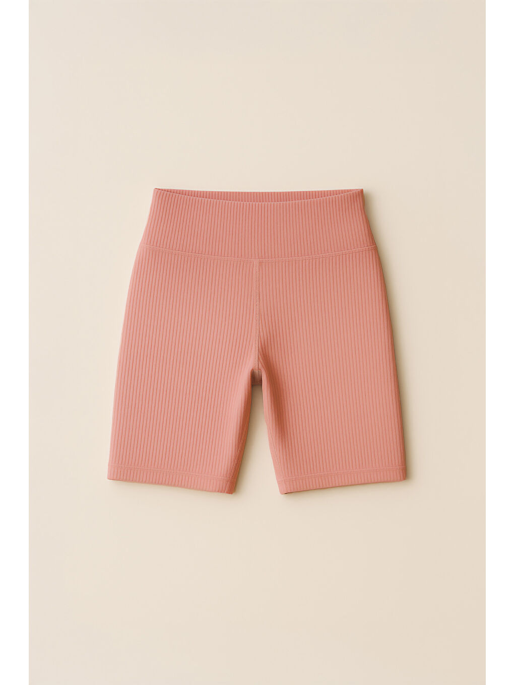 Turuncu Kadın Yüksek Bel Toparlayıcı Ripli Fitilli Kısa Spor Tayt-3