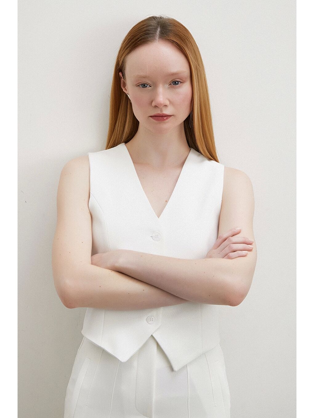 Astarlı Kuplu Yelek Ekru-2