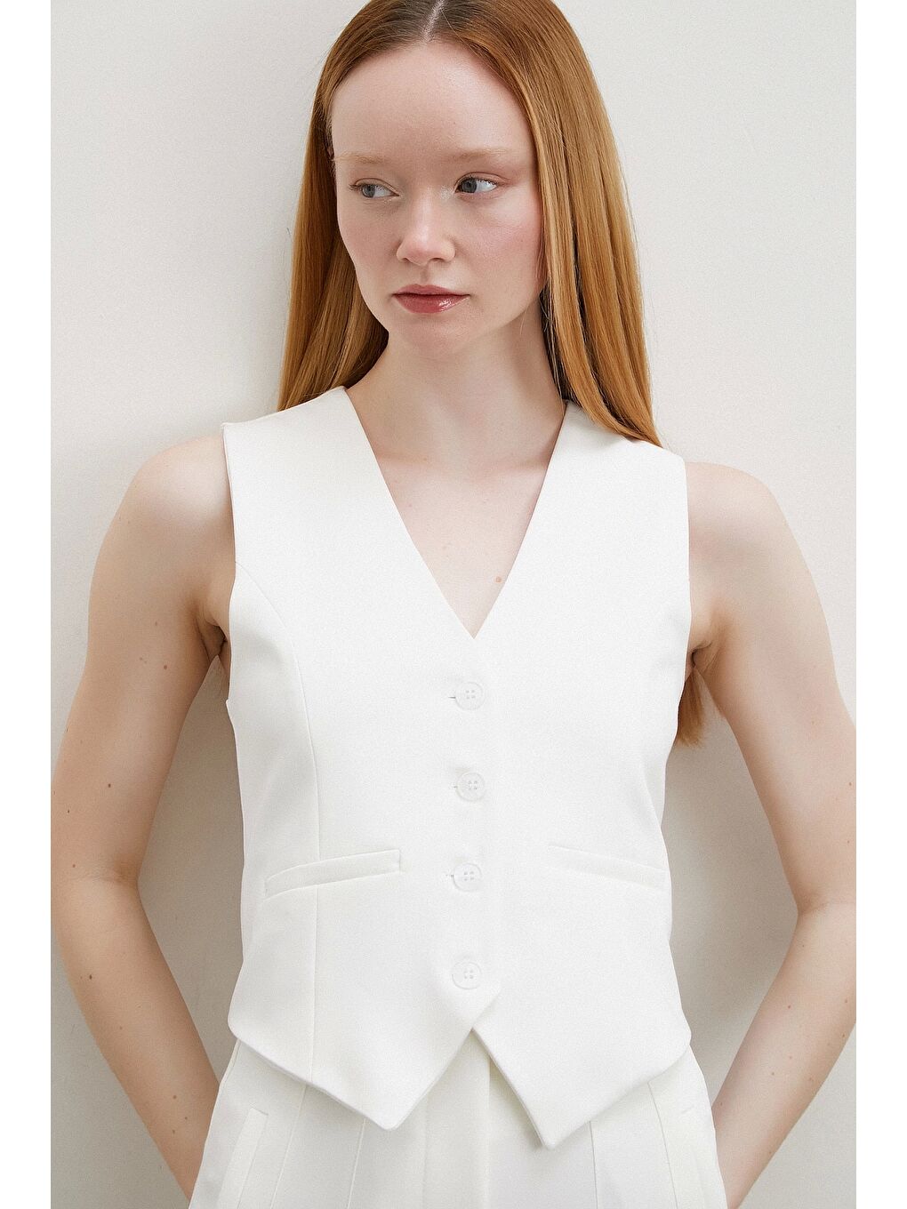 Astarlı Kuplu Yelek Ekru-3