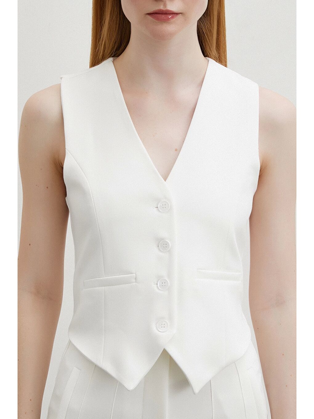 Astarlı Kuplu Yelek Ekru-4