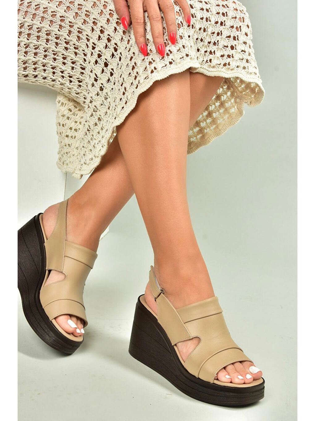 Bej Kadın Dolgu Topuklu Ayakkabı U5559603