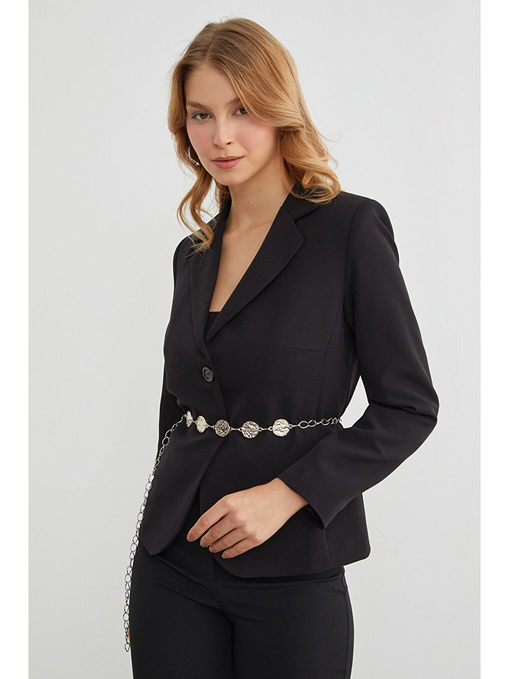 Siyah Basic Kruvaze Yaka Slim Fit Ceket