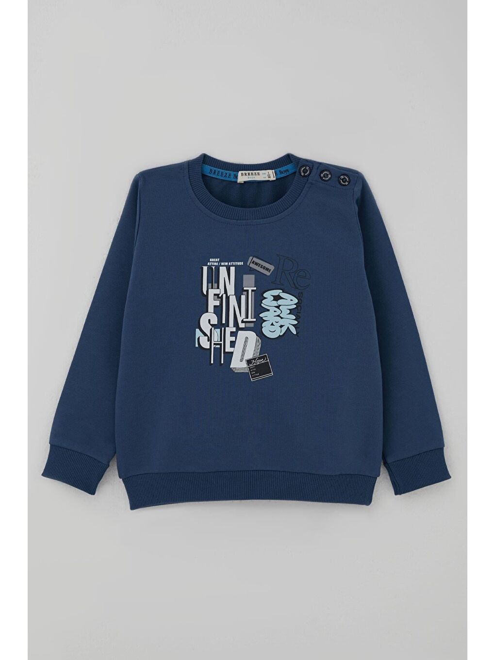 Erkek Çocuk Eşofman Takımı Yazı Baskılı İndigo (2-6 Yaş)-1