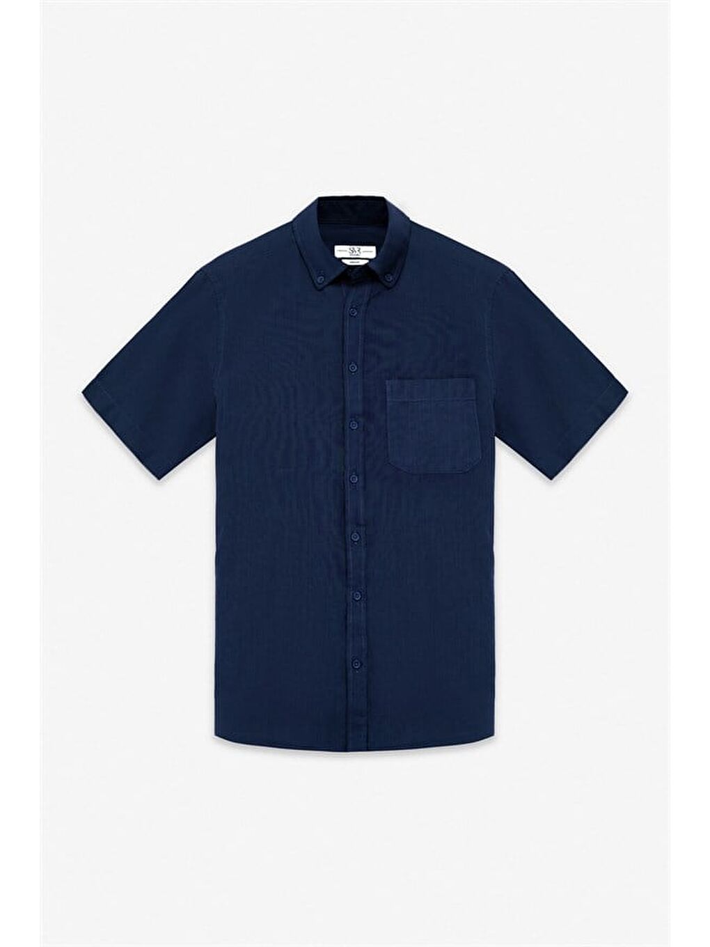 Lacivert Regular Düğmeli Yaka Düz Casual Gömlek-6