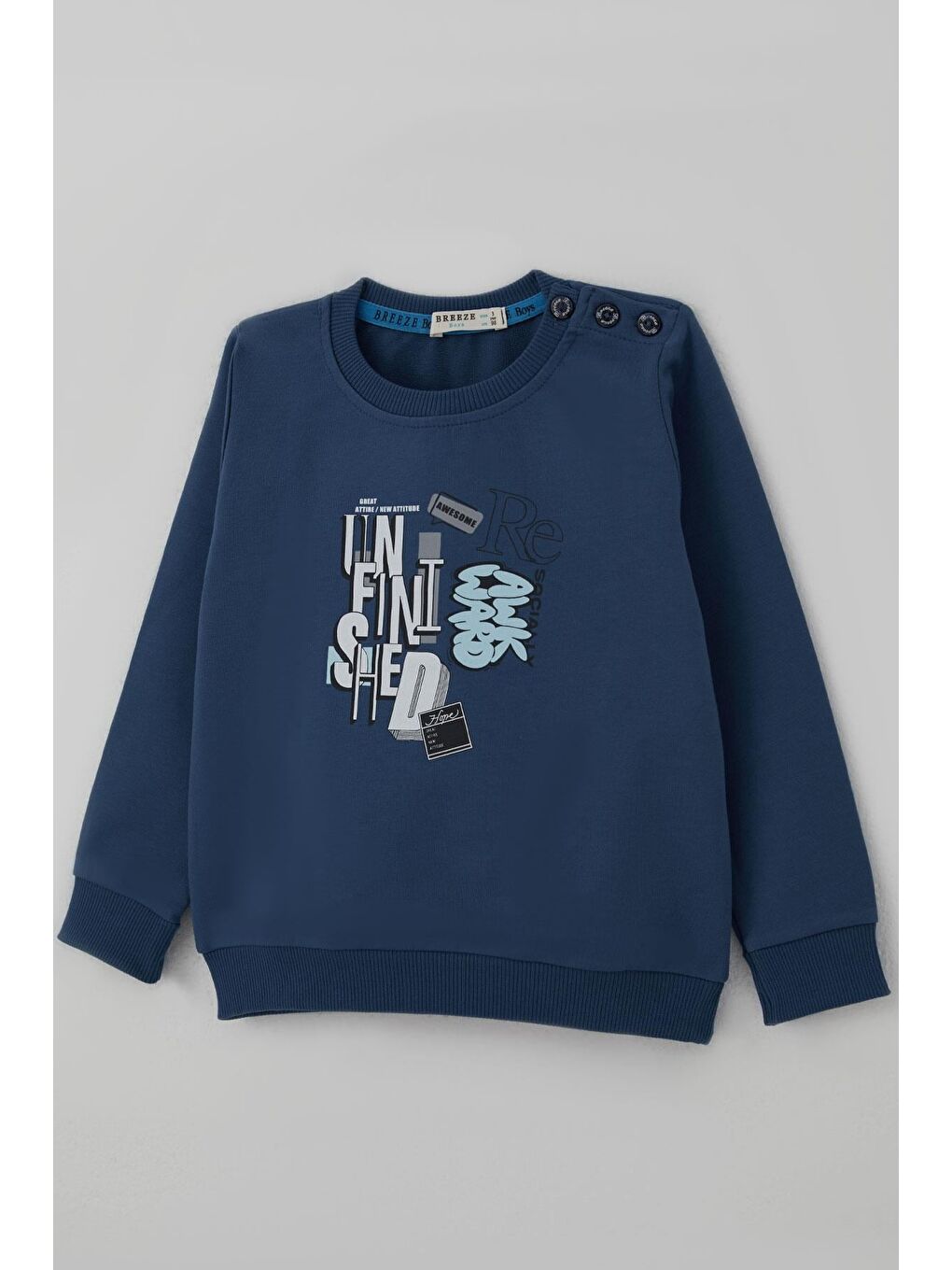 Erkek Çocuk Eşofman Takımı Yazı Baskılı İndigo (2-6 Yaş)-5